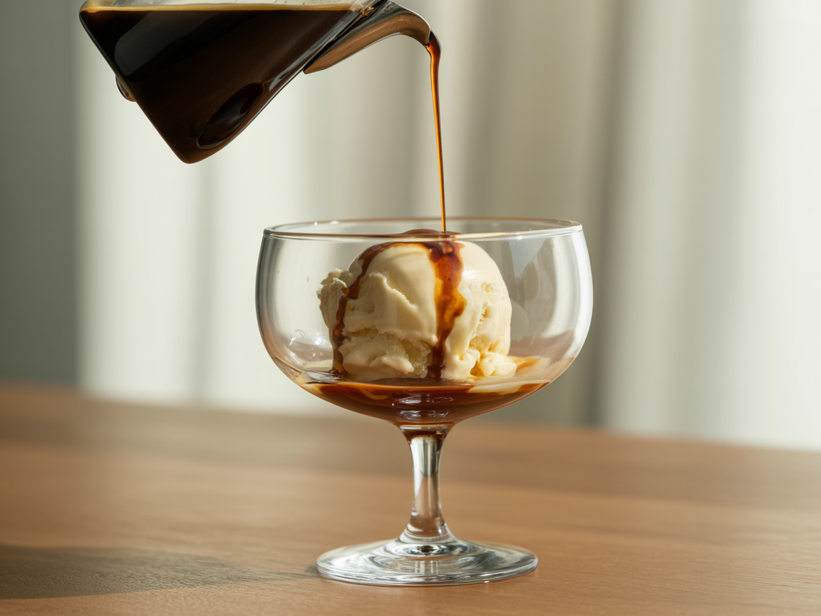 Affogato with ice cream